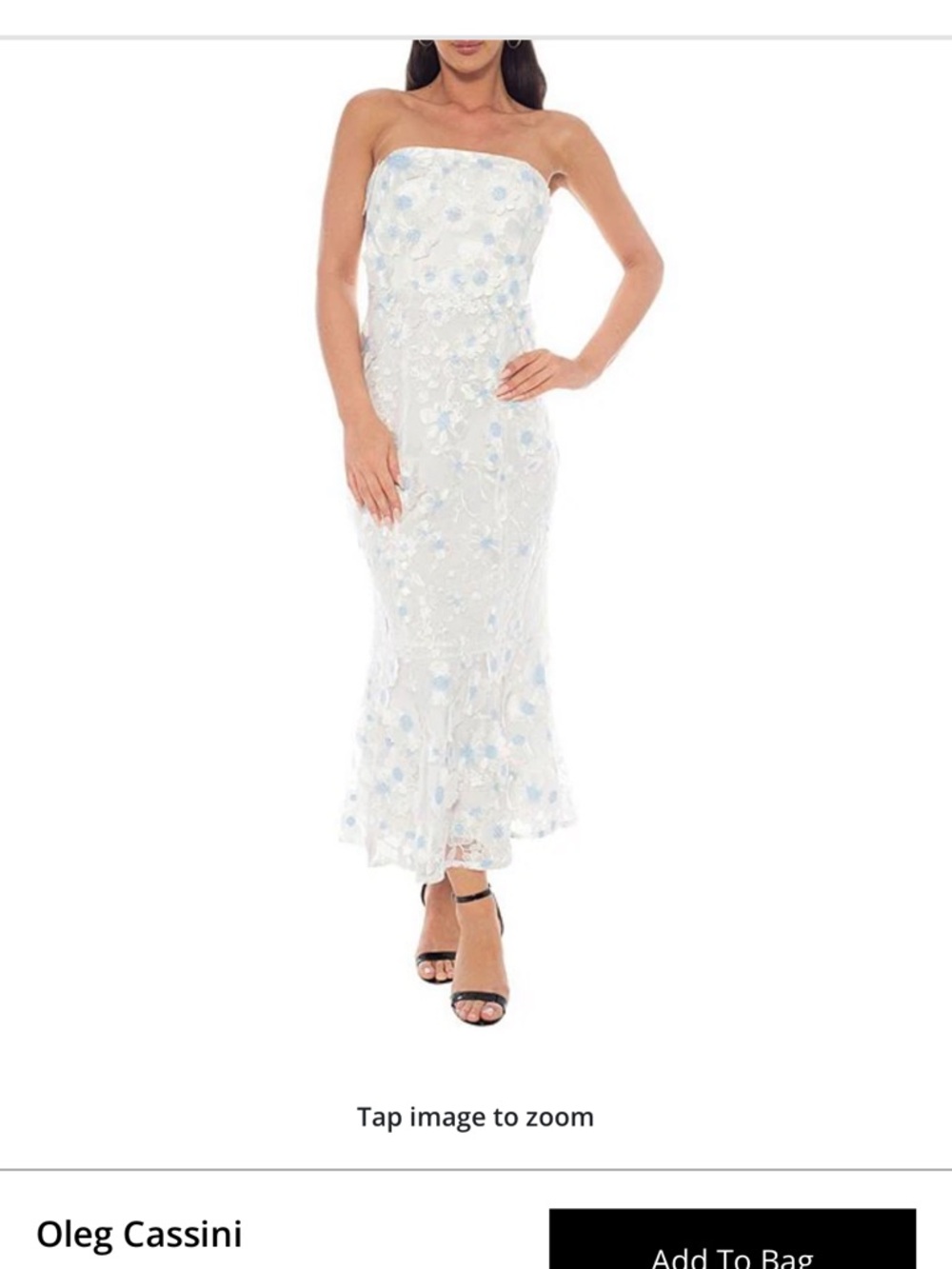 Oleg Cassini White Strapless Floral Lace Midi Dress NWT